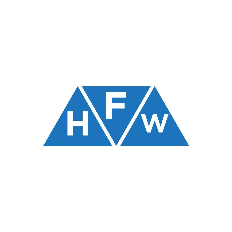 diseño de logotipo en forma de triángulo fhw sobre fondo blanco. concepto de logotipo de letra de iniciales creativas fhw. vector