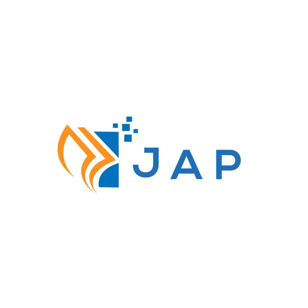 JAP credit repair accounting logo design on white background. JAP creative initials Growth graph letter logo concept. JAP business finance logo design. vector