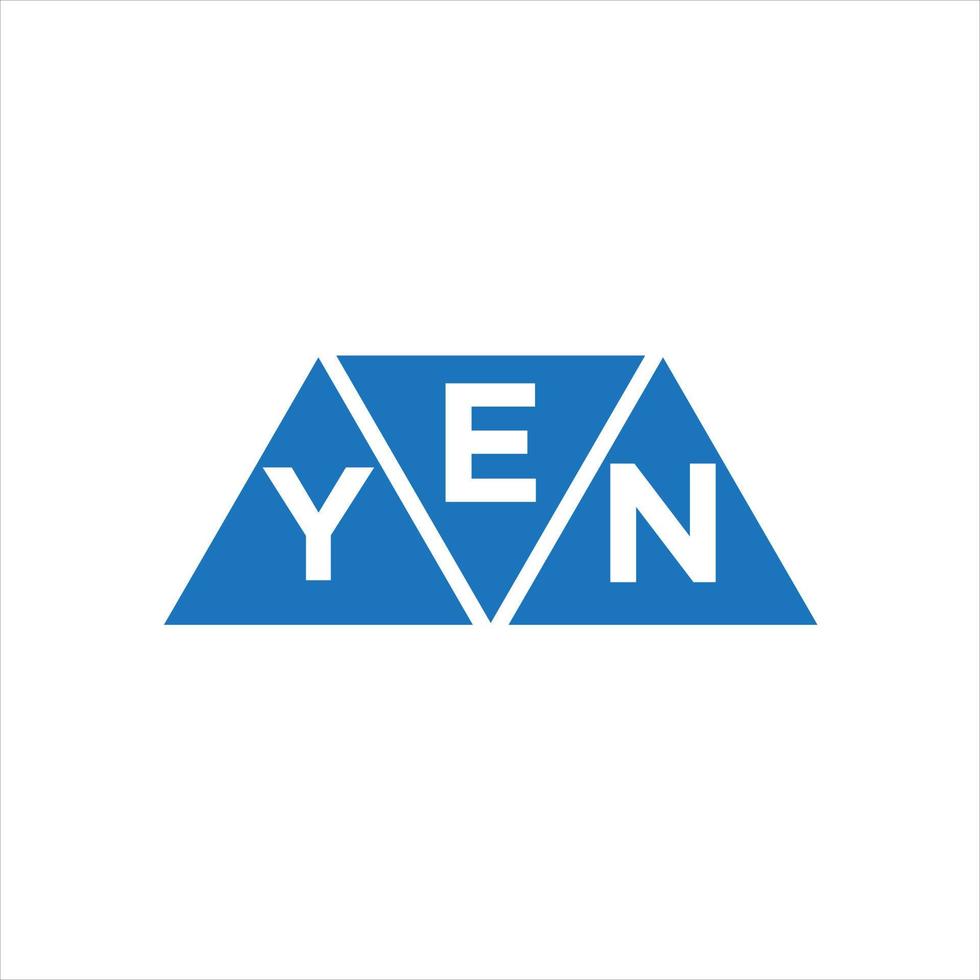 diseño de logotipo en forma de triángulo eyn sobre fondo blanco. concepto de logotipo de letra de iniciales creativas eyn. vector