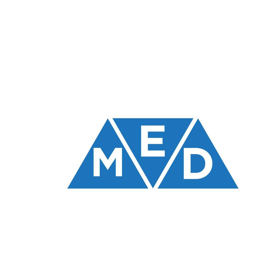 diseño de logotipo en forma de triángulo emd sobre fondo blanco. concepto de logotipo de letra de iniciales creativas emd. vector