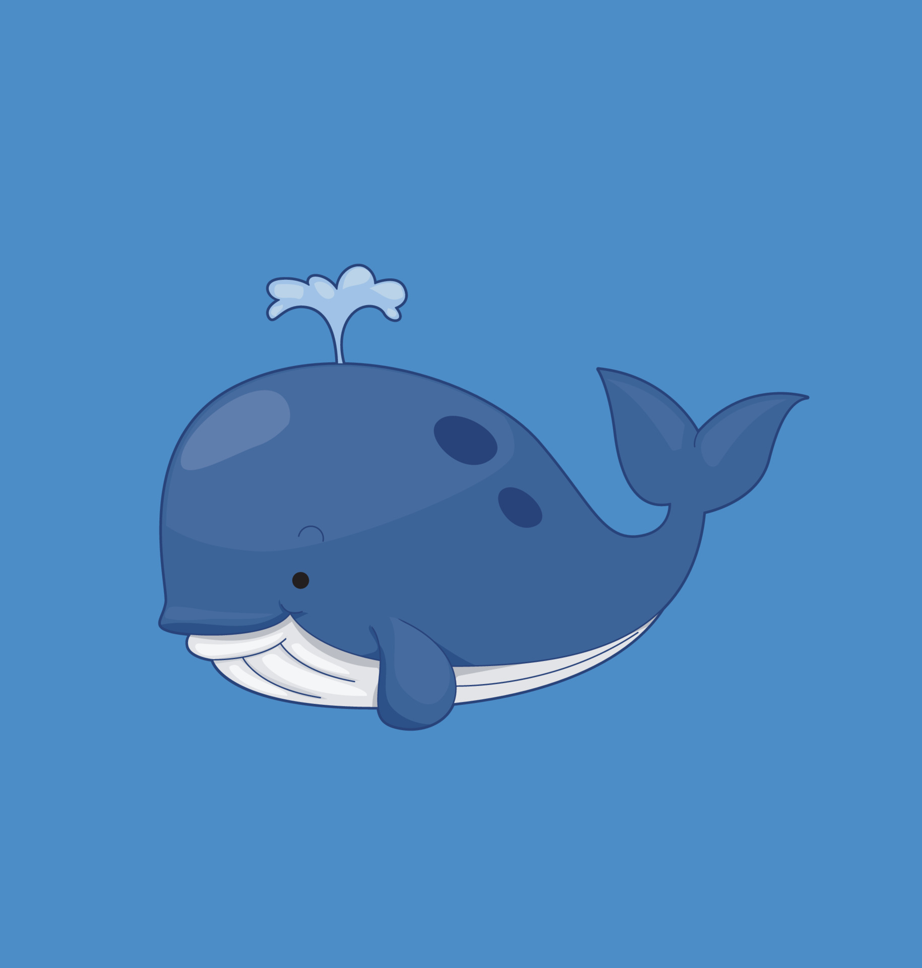 Blue whale Vector Illustration. Cute Whale Cartoon style illustration