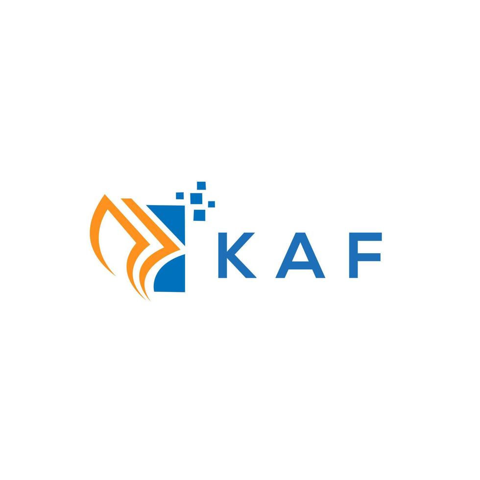 diseño de logotipo de contabilidad de reparación de crédito kaf sobre fondo blanco. concepto de logotipo de letra de gráfico de crecimiento de iniciales creativas kaf. diseño del logotipo de finanzas empresariales kaf. vector