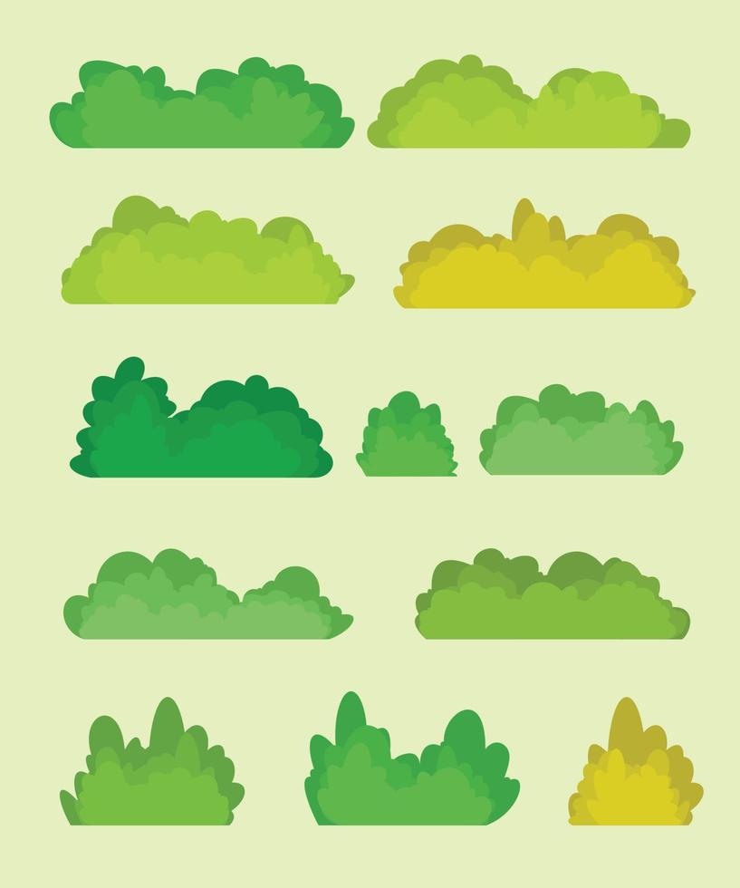 set natural bush on every season color  texture vector illustration EPS10