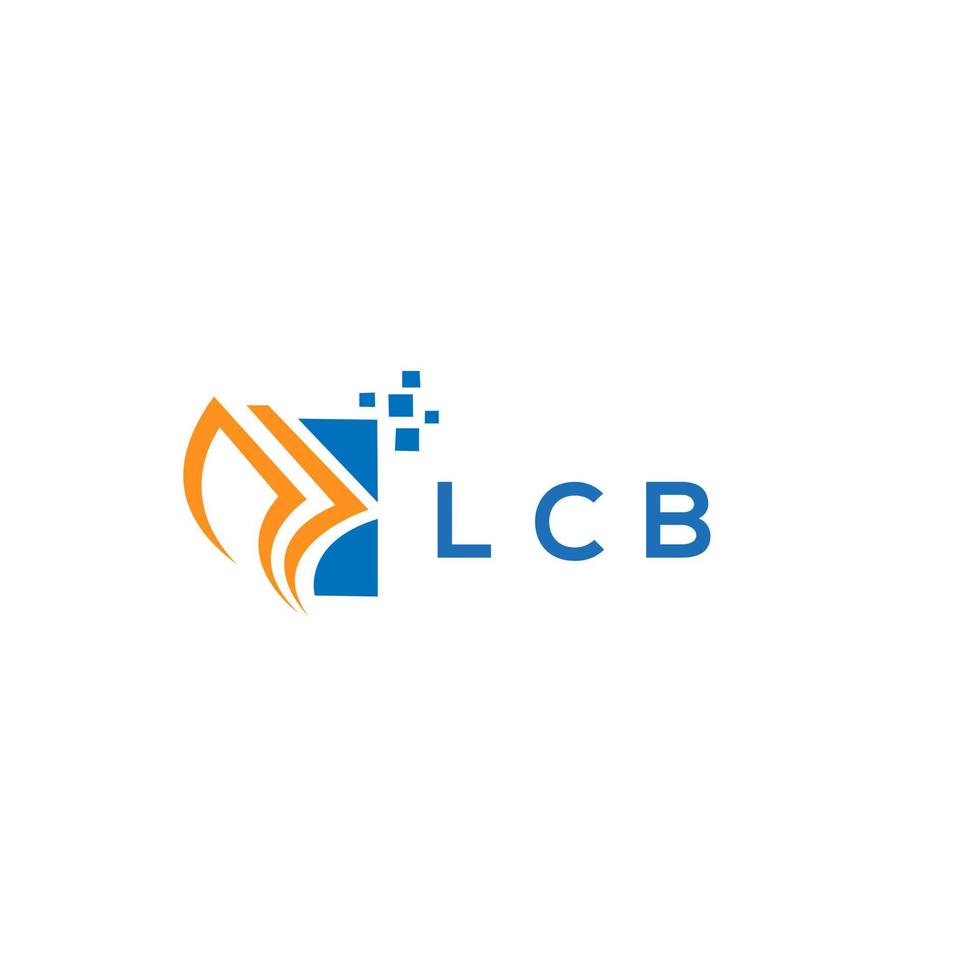 diseño de logotipo de contabilidad de reparación de crédito lcb sobre fondo blanco. Concepto de logotipo de letra de gráfico de crecimiento de iniciales creativas lcb. diseño del logotipo de finanzas empresariales lcb. vector