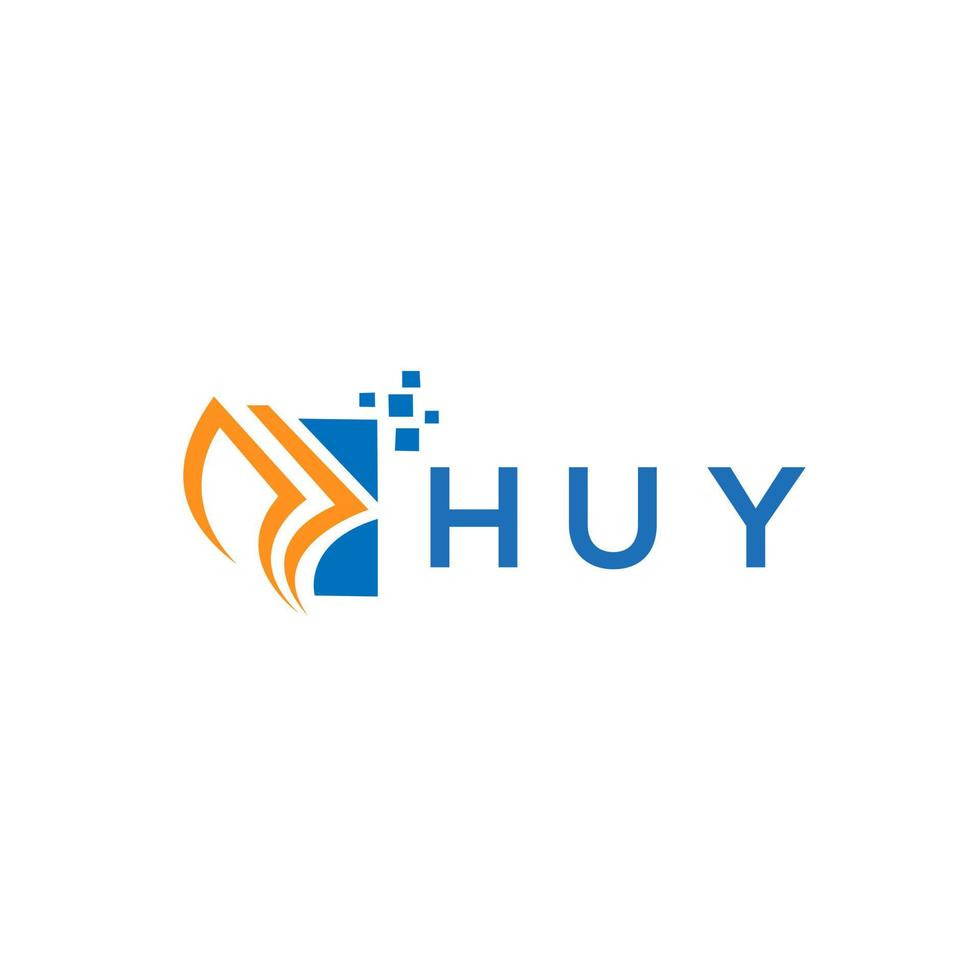 diseño de logotipo de contabilidad de reparación de crédito huy sobre fondo blanco. huy creative iniciales gráfico de crecimiento letra logo concepto. huy diseño de logotipo de finanzas empresariales. vector