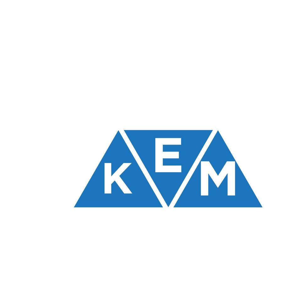 diseño de logotipo en forma de triángulo ekm sobre fondo blanco. concepto de logotipo de letra inicial creativa ekm. vector