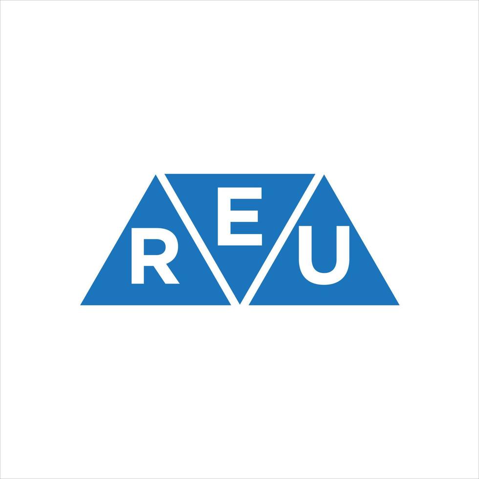 diseño de logotipo en forma de triángulo eru sobre fondo blanco. concepto de logotipo de letra de iniciales creativas de eru. vector