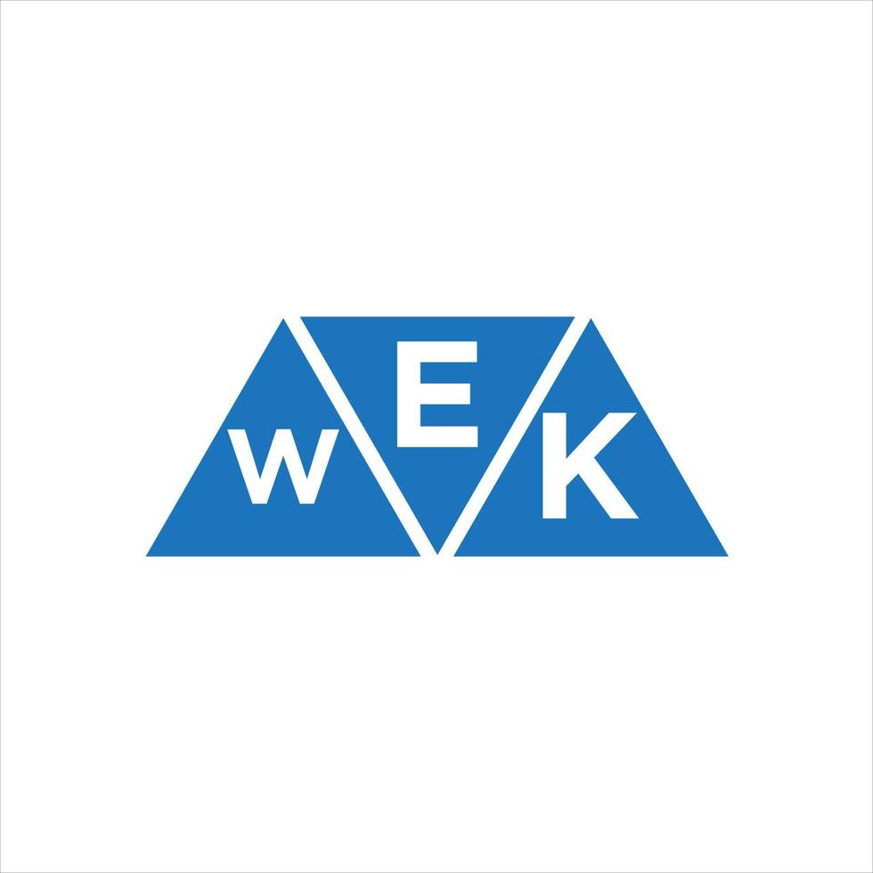 diseño de logotipo en forma de triángulo ewk sobre fondo blanco. concepto de logotipo de letra de iniciales creativas ewk. vector