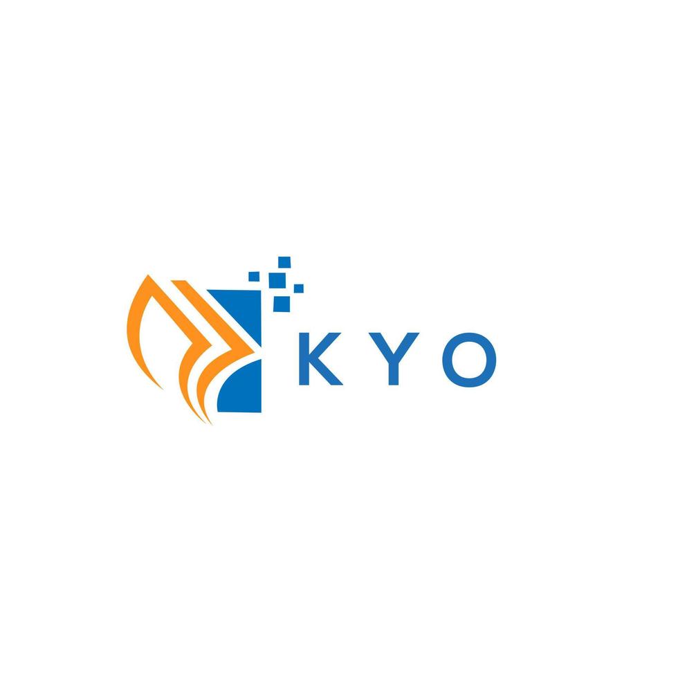 diseño de logotipo de contabilidad de reparación de crédito kyo sobre fondo blanco. concepto de logotipo de letra de gráfico de crecimiento de iniciales creativas de kyo. diseño del logotipo de finanzas empresariales de kyo. vector