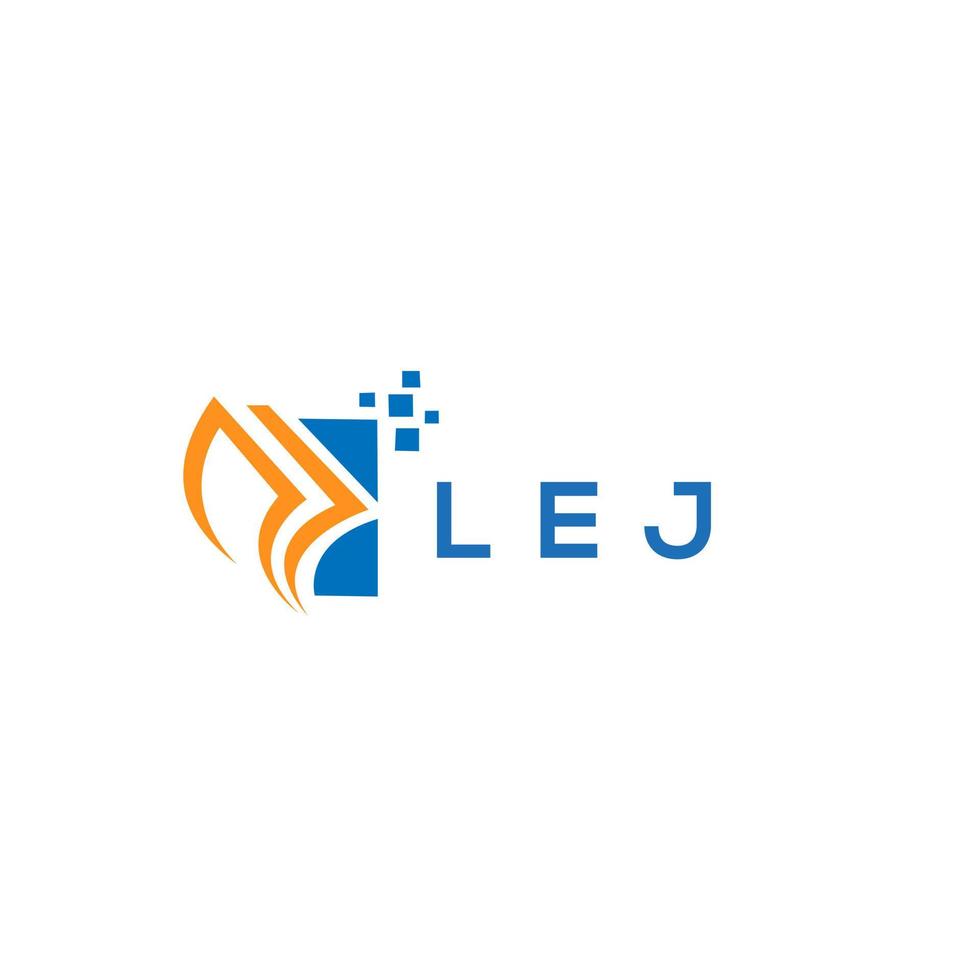 diseño de logotipo de contabilidad de reparación de crédito lej sobre fondo blanco. concepto de logotipo de letra de gráfico de crecimiento de iniciales creativas lej. diseño del logotipo de finanzas empresariales lej. vector