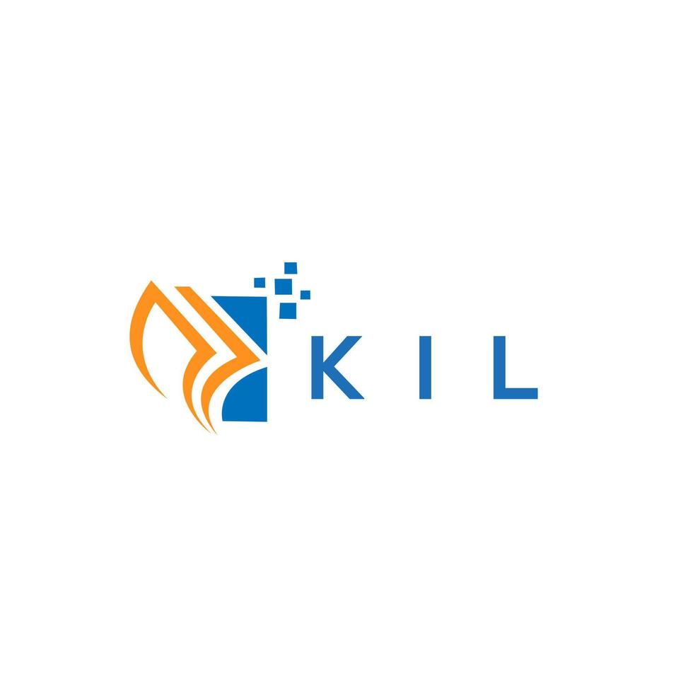 diseño de logotipo de contabilidad de reparación de crédito kil sobre fondo blanco. concepto de logotipo de letra de gráfico de crecimiento de iniciales creativas de kil. diseño del logotipo de finanzas empresariales kil. vector