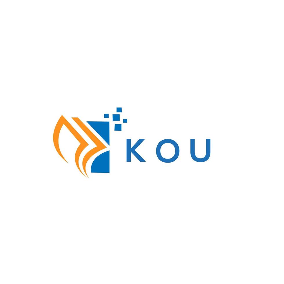 diseño de logotipo de contabilidad de reparación de crédito kou sobre fondo blanco. kou creativo iniciales gráfico de crecimiento letra logo concepto. diseño del logotipo de finanzas empresariales kou. vector