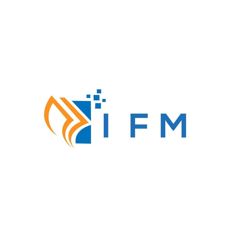 Diseño de logotipo de contabilidad de reparación de crédito de ifm sobre fondo blanco. Concepto de logotipo de letra de gráfico de crecimiento de iniciales creativas de ifm. Diseño del logotipo de finanzas empresariales de ifm. vector