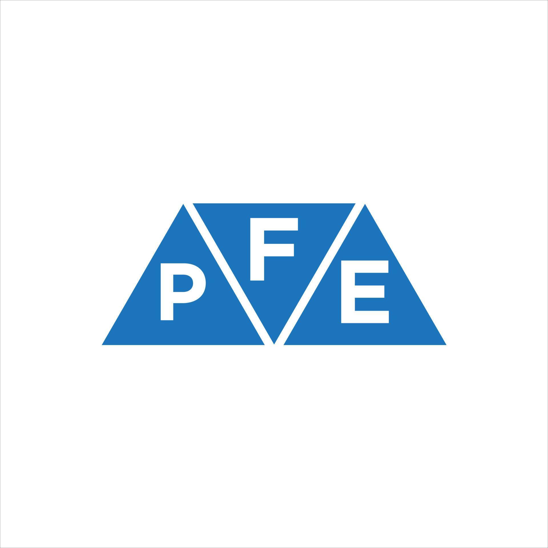 FPE triangle shape logo design on white background. FPE creative