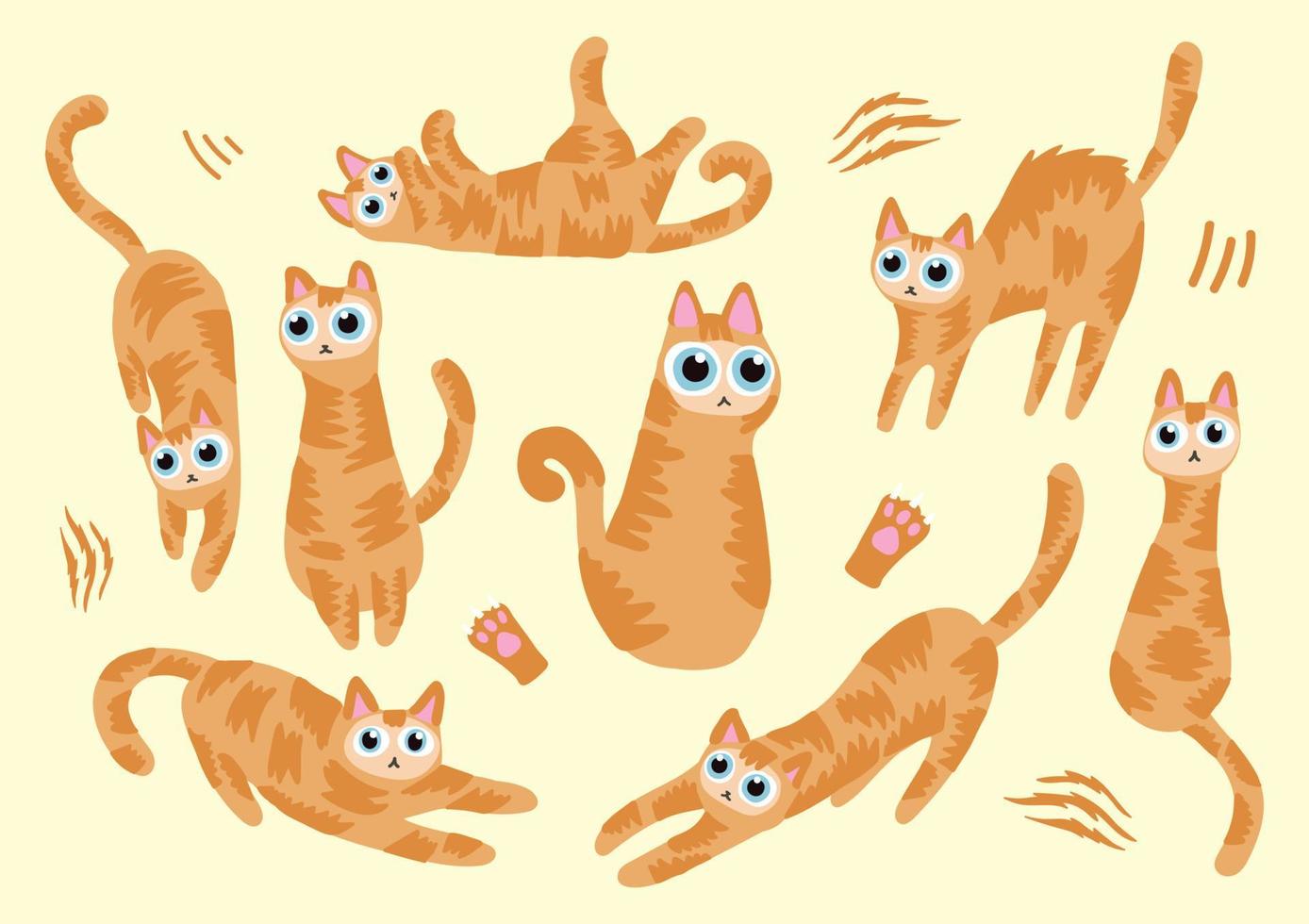 handraw cute cat vector set