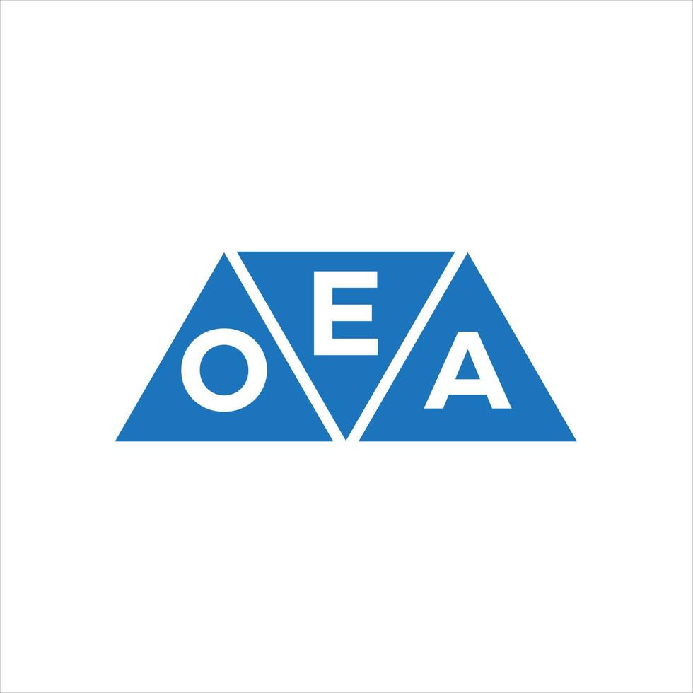 diseño de logotipo en forma de triángulo eoa sobre fondo blanco. concepto de logotipo de letra de iniciales creativas de eoa. vector