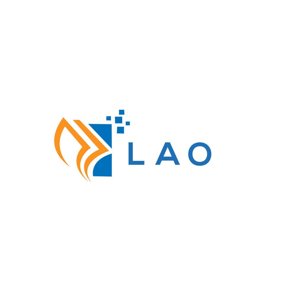 diseño de logotipo de contabilidad de reparación de crédito de laos sobre fondo blanco. concepto creativo del logotipo de la letra del gráfico de crecimiento de las iniciales de lao. diseño del logotipo de finanzas empresariales de laos. vector