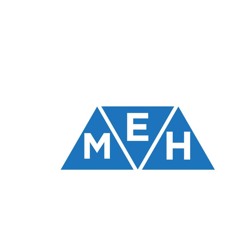 diseño de logotipo en forma de triángulo emh sobre fondo blanco. concepto de logotipo de letra de iniciales creativas emh. vector