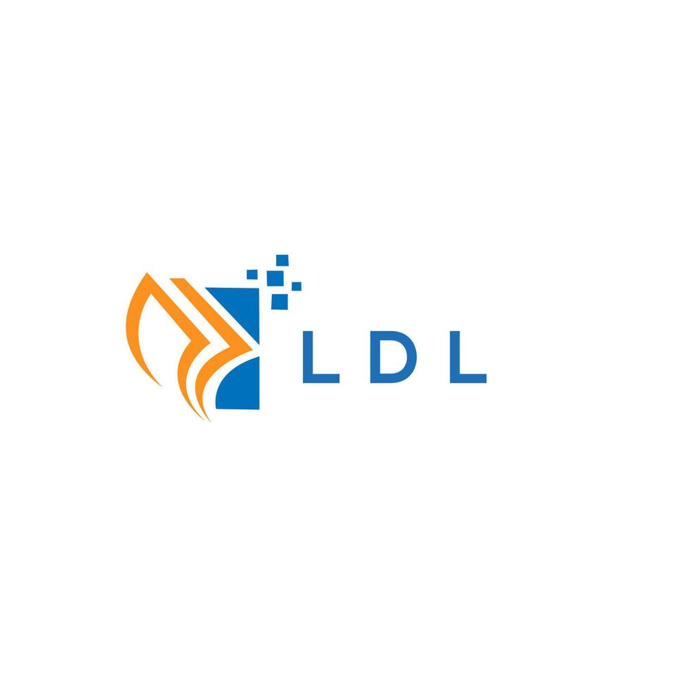 diseño de logotipo de contabilidad de reparación de crédito ldl sobre fondo blanco. Concepto de logotipo de letra de gráfico de crecimiento de iniciales creativas de ldl. diseño del logotipo de finanzas empresariales ldl. vector