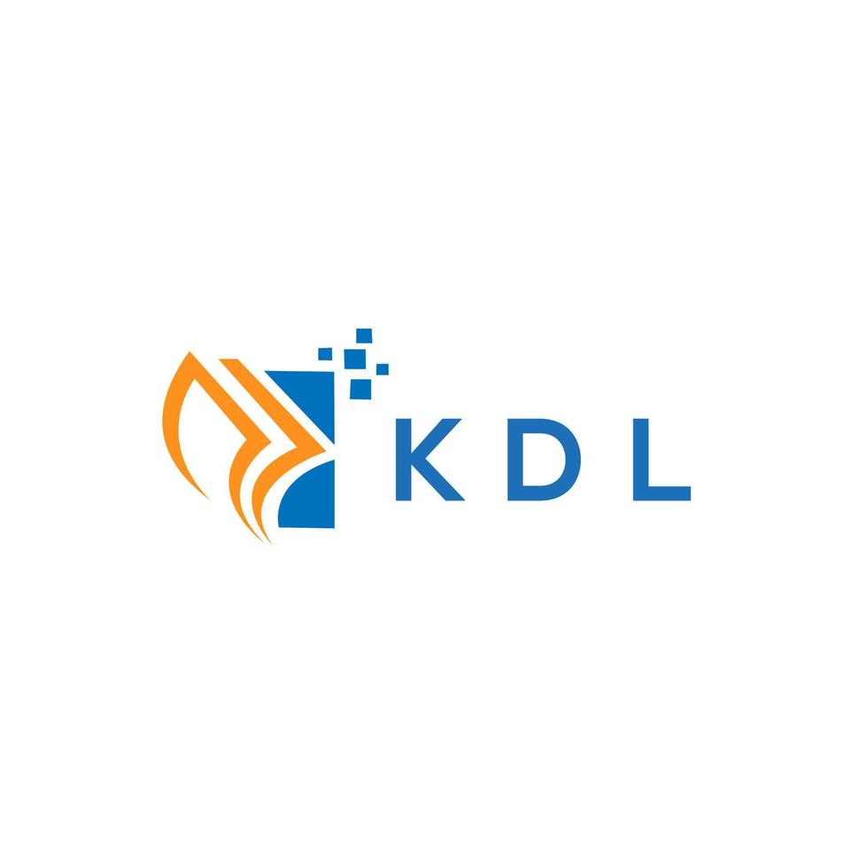 diseño de logotipo de contabilidad de reparación de crédito kdl sobre fondo blanco. kdl creative iniciales gráfico de crecimiento letra logo concepto. diseño del logotipo de finanzas empresariales kdl. vector