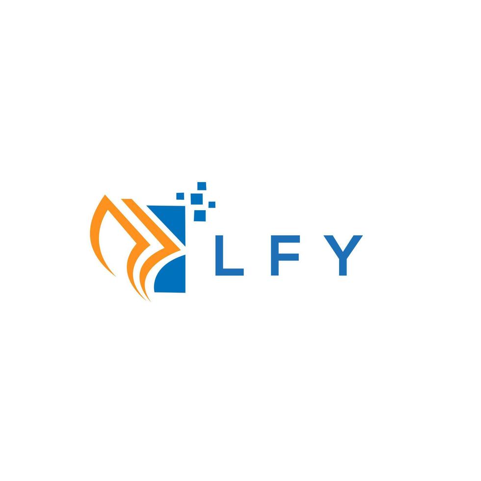 Diseño de logotipo de contabilidad de reparación de crédito lfy sobre fondo blanco. Concepto de logotipo de letra de gráfico de crecimiento de iniciales creativas lfy. Diseño del logotipo de finanzas empresariales lfy. vector