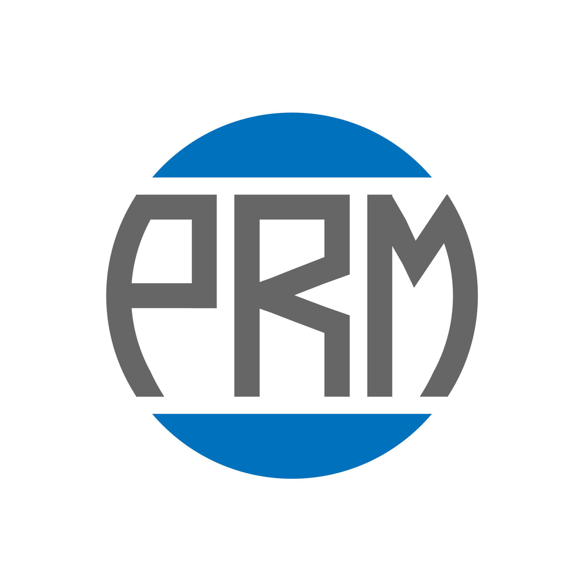 PRM letter logo design on white background. PRM creative initials