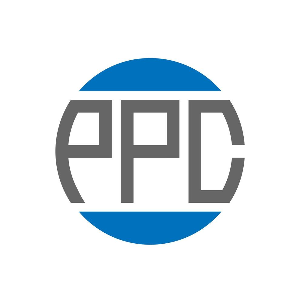 diseño de logotipo de letra ppc sobre fondo blanco. concepto de logotipo de círculo de iniciales creativas de ppc. diseño de letras ppc. vector