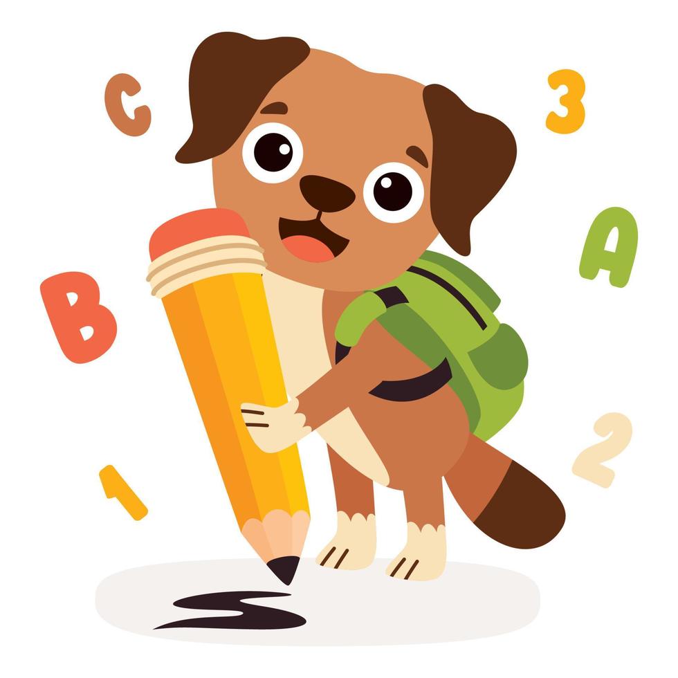 Education Illustration With Cartoon Dog vector