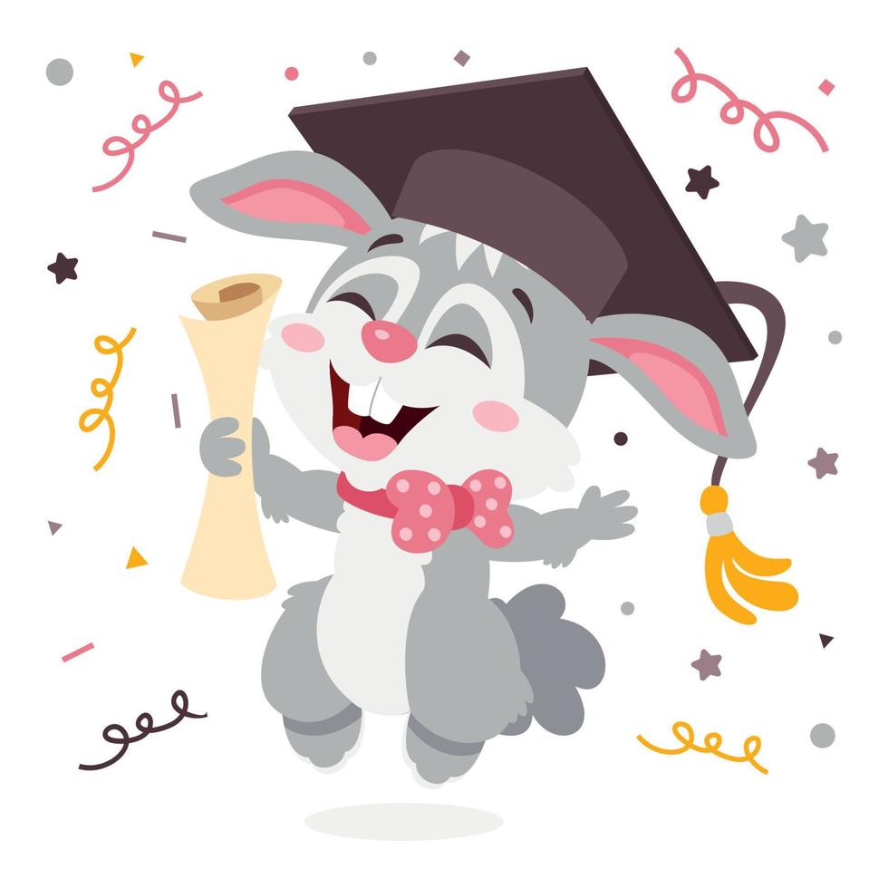 ilustración de educación con conejo de dibujos animados vector