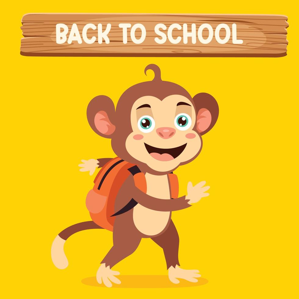 ilustración de educación con mono de dibujos animados vector