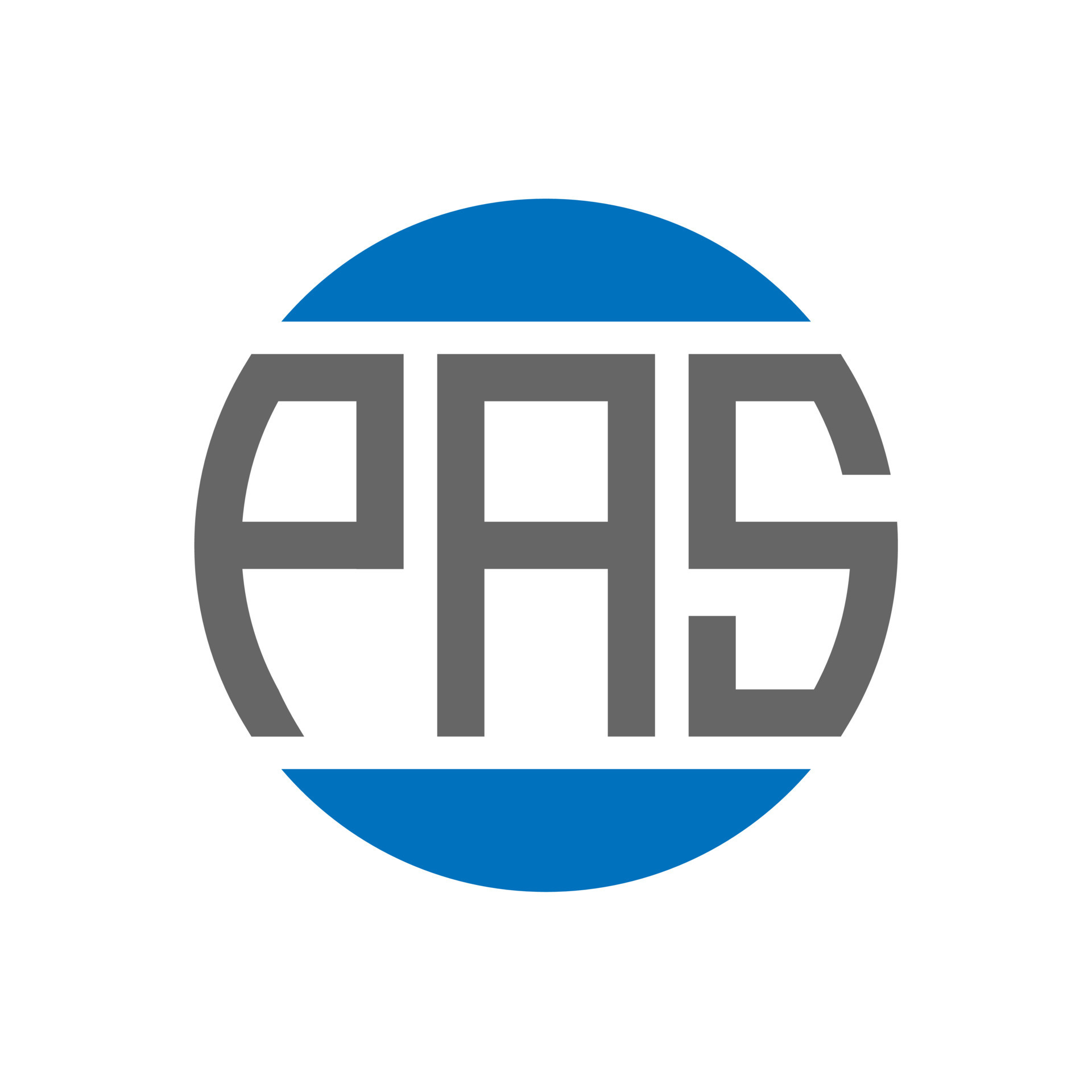 diseño de logotipo de letra pas sobre fondo blanco. concepto de