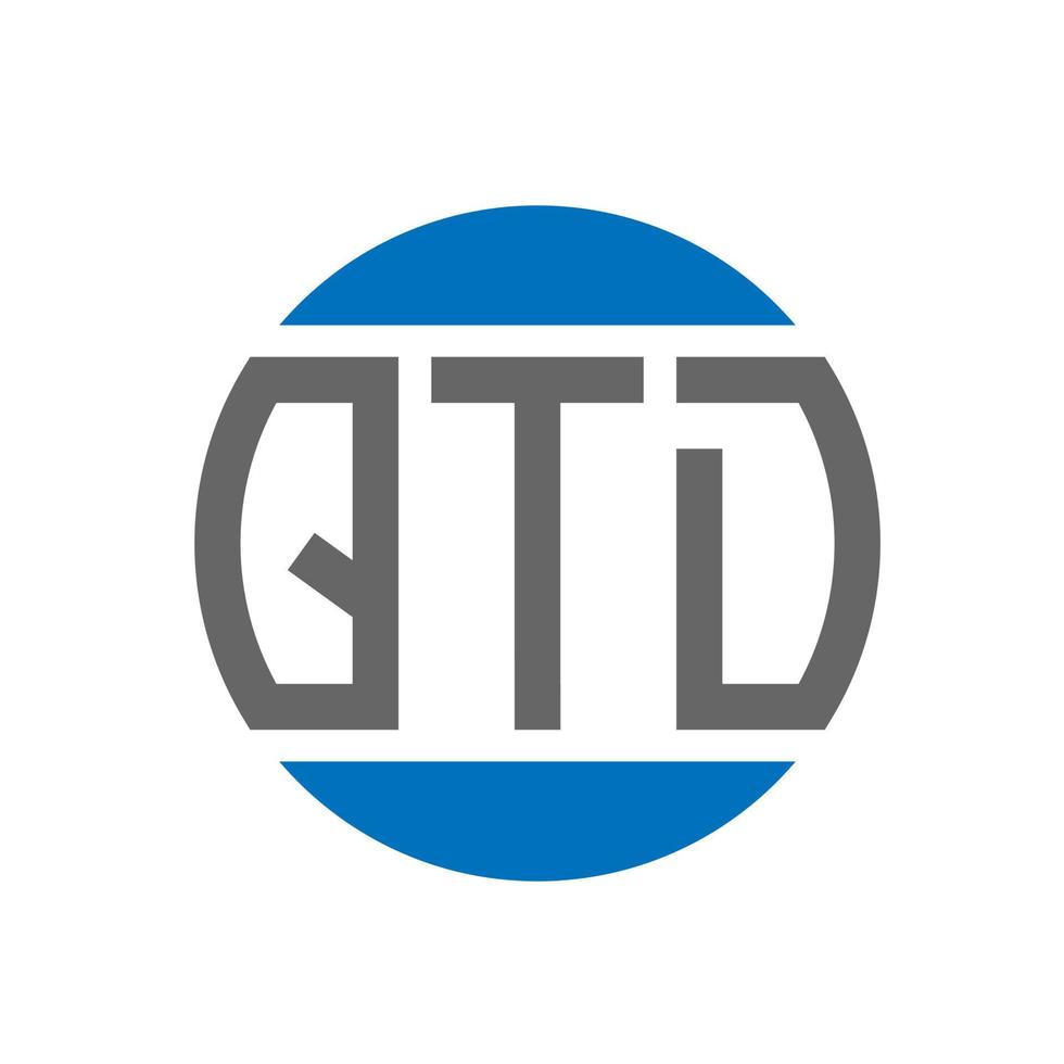 diseño de logotipo de letra qtd sobre fondo blanco. concepto de logotipo de círculo de iniciales creativas qtd. diseño de letras qtd. vector