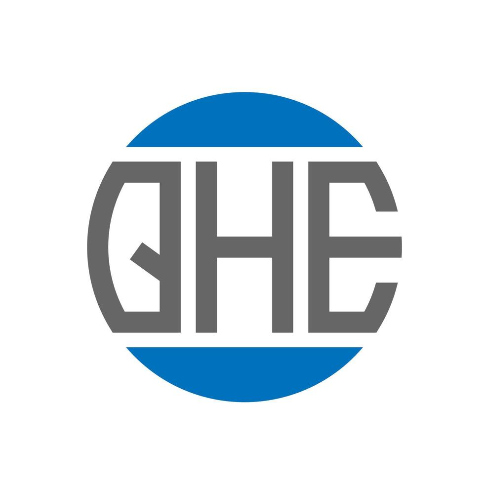 QHE letter logo design on white background. QHE creative initials