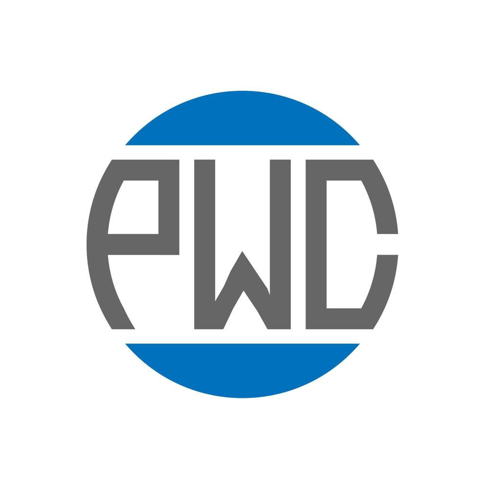 diseño de logotipo de letra pwc sobre fondo blanco. concepto de logotipo de círculo de iniciales creativas de pwc. diseño de letras pwc. vector