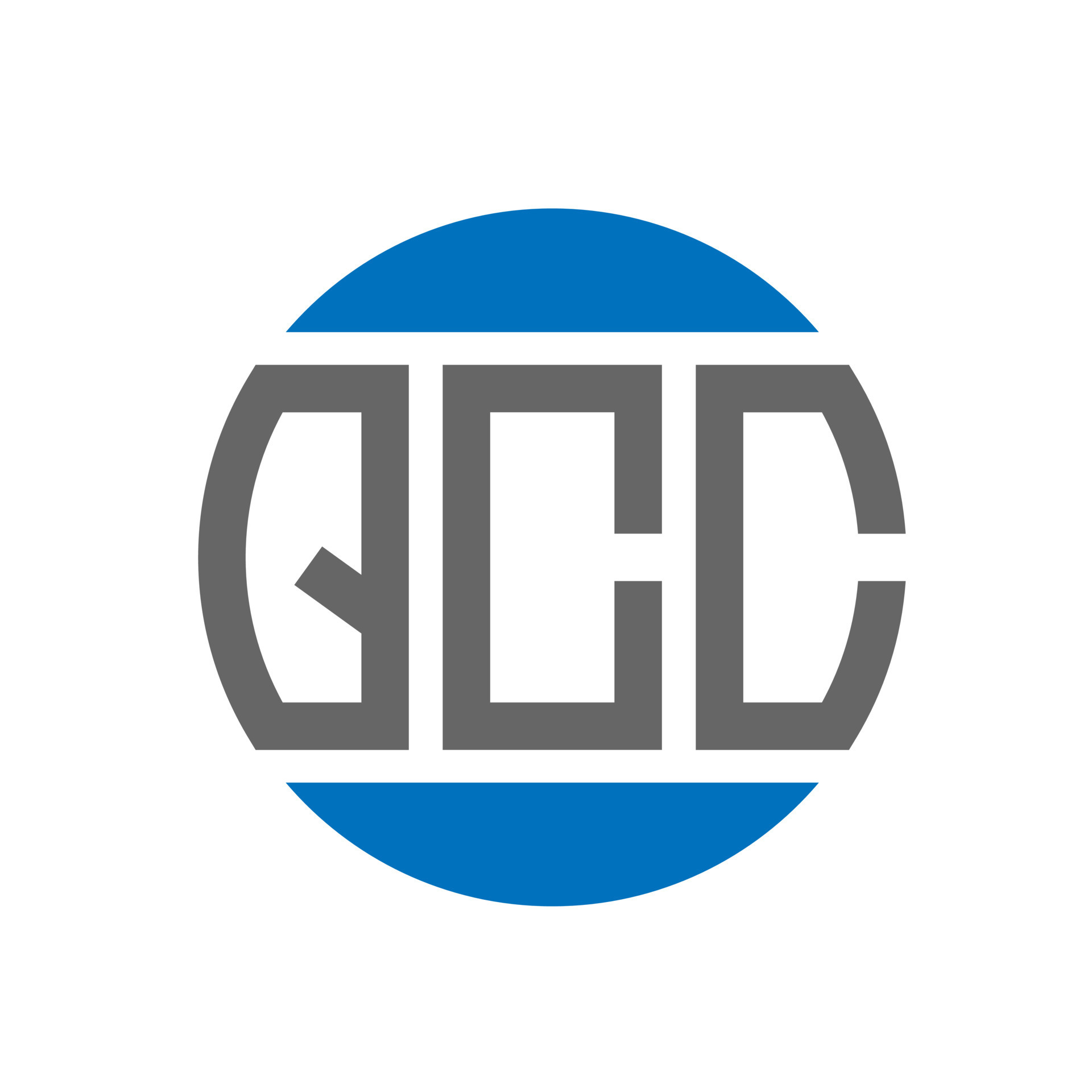 QCC letter logo design on white background. QCC creative initials