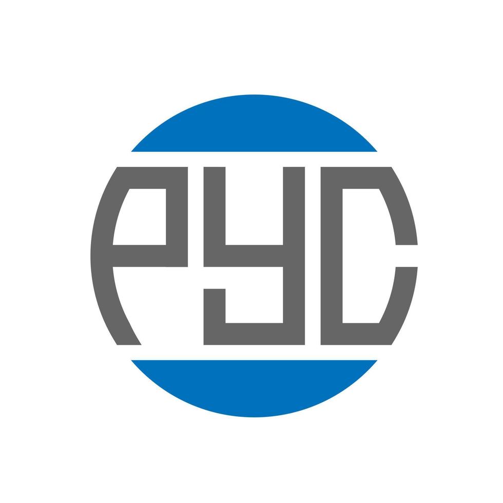 diseño de logotipo de letra pyc sobre fondo blanco. concepto de logotipo de círculo de iniciales creativas de pyc. diseño de letras pyc. vector