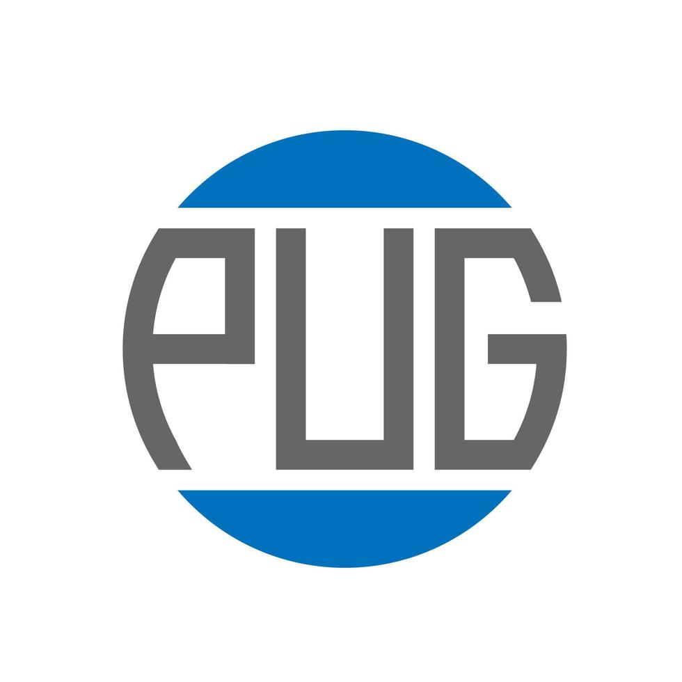 diseño de logotipo de letra pug sobre fondo blanco. concepto de logotipo de círculo de iniciales creativas de pug. diseño de letras pug. vector