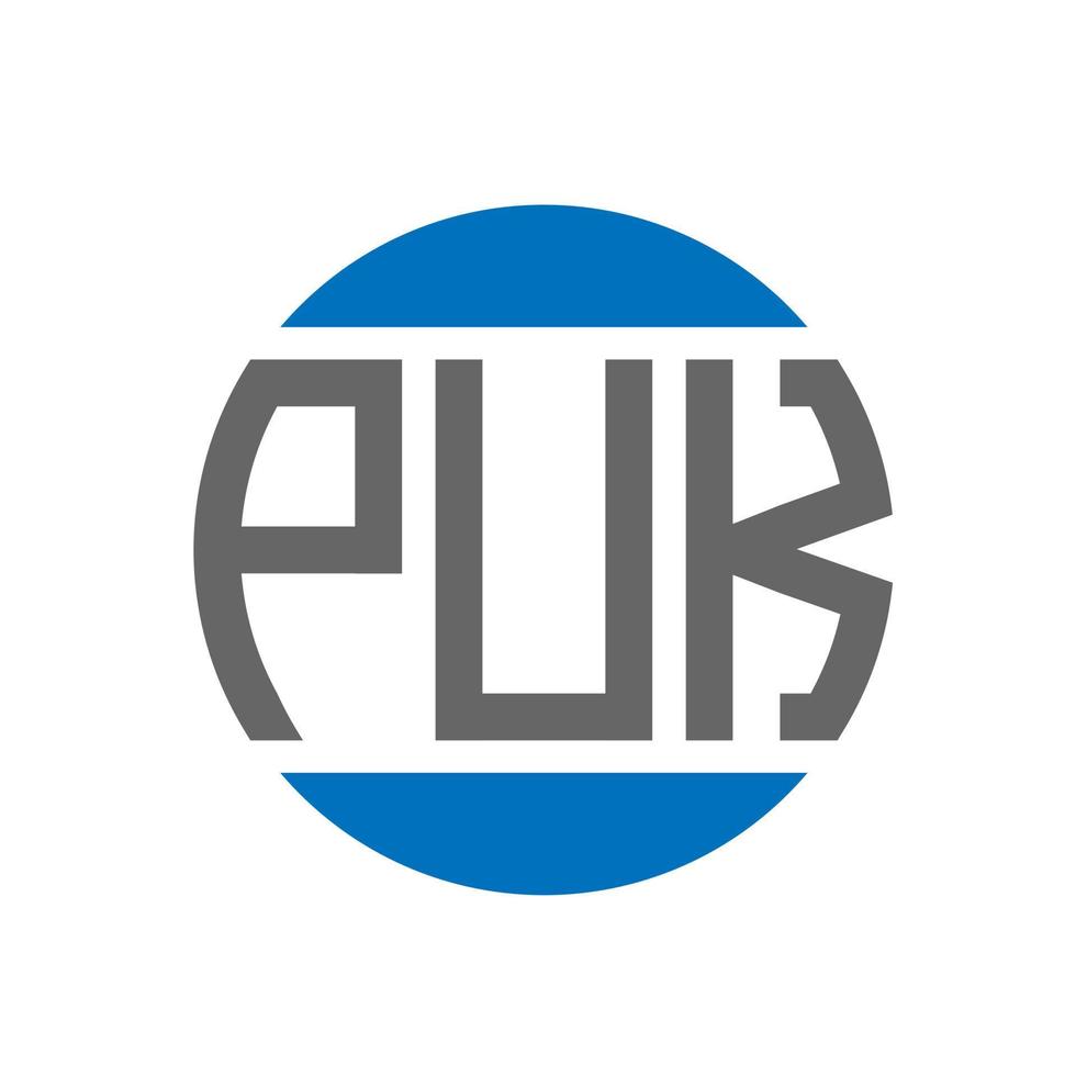 diseño de logotipo de letra puk sobre fondo blanco. concepto de logotipo de círculo de iniciales creativas de puk. diseño de letras puk. vector