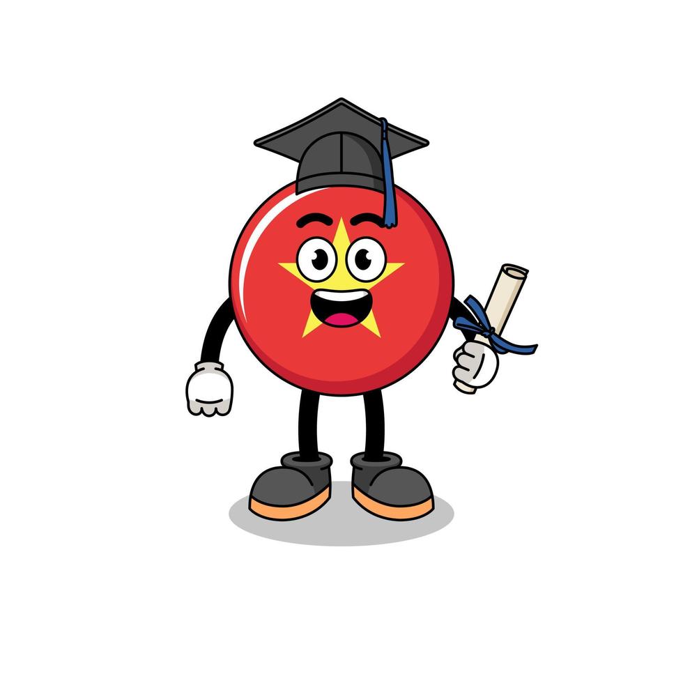 vietnam flag mascot with graduation pose vector