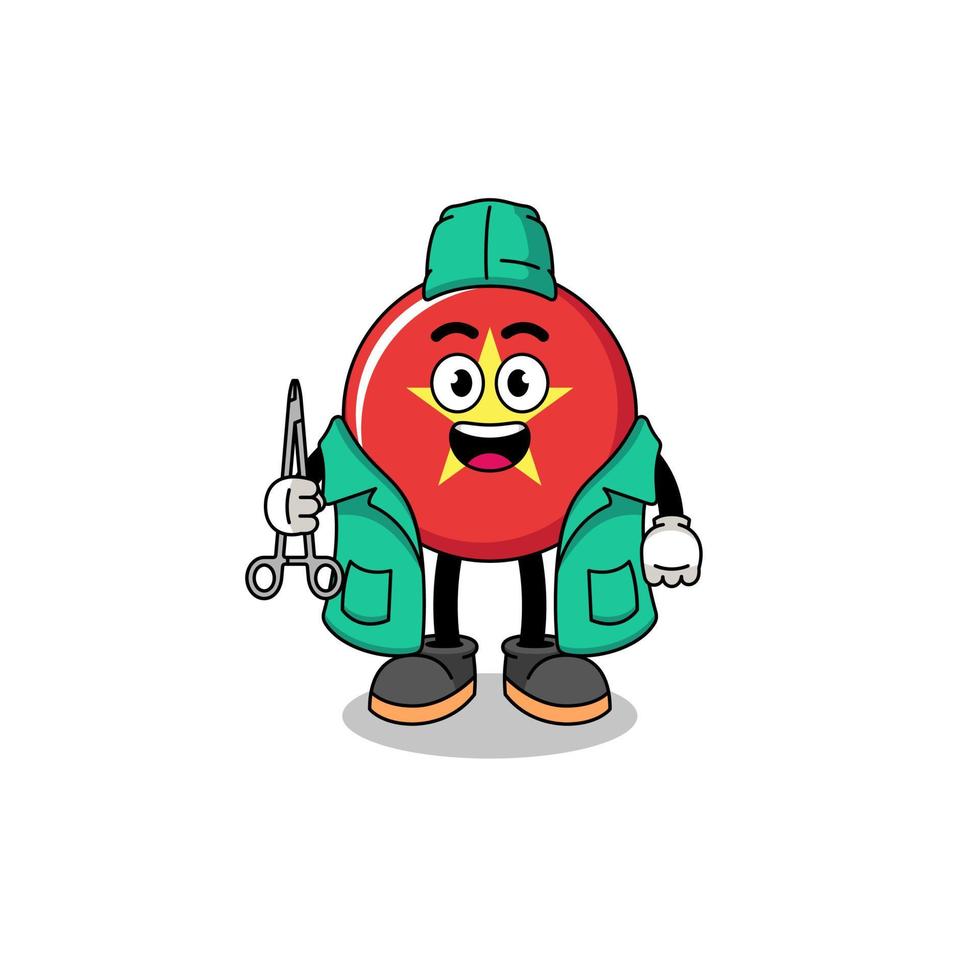 Illustration of vietnam flag mascot as a surgeon vector