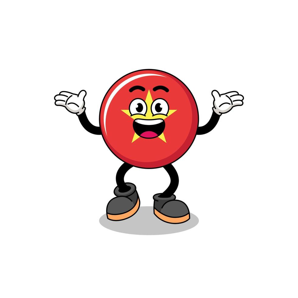 vietnam flag cartoon searching with happy gesture vector