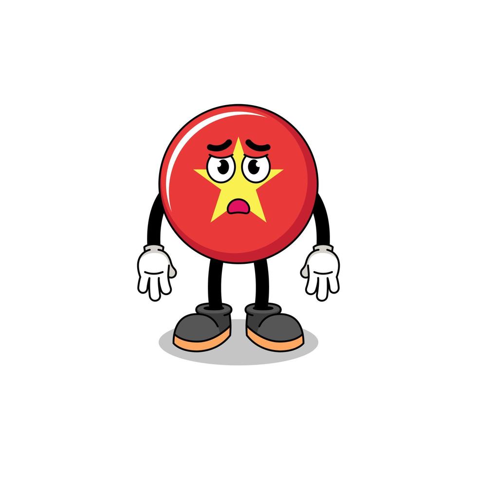 vietnam flag cartoon illustration with sad face vector