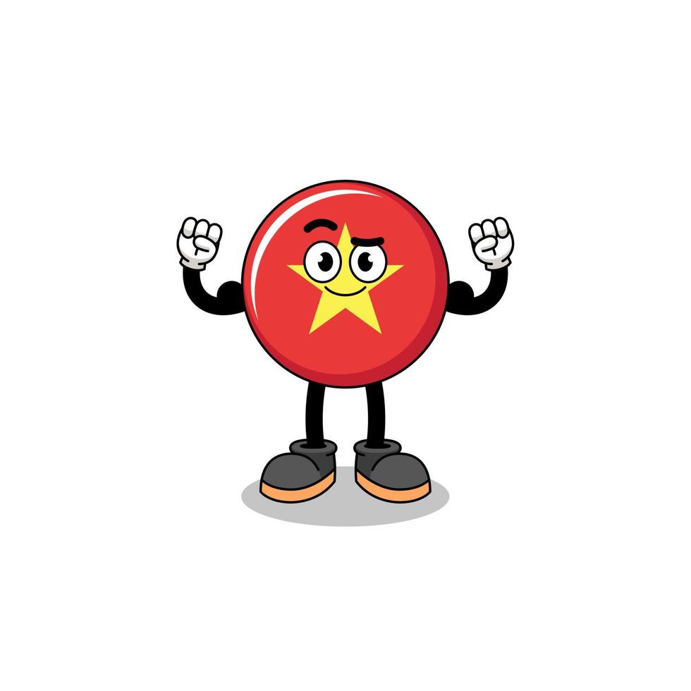 Mascot cartoon of vietnam flag posing with muscle vector