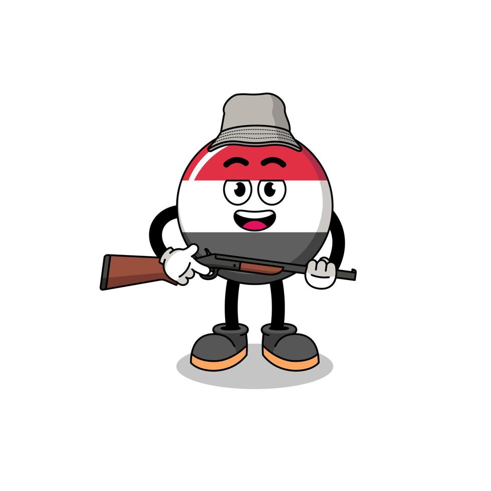 Cartoon Illustration of yemen flag hunter vector