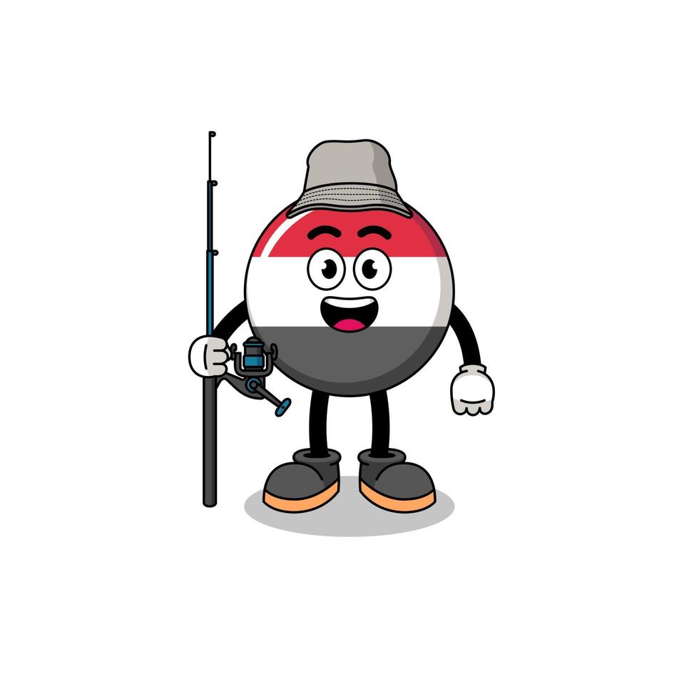 Mascot Illustration of yemen flag fisherman vector