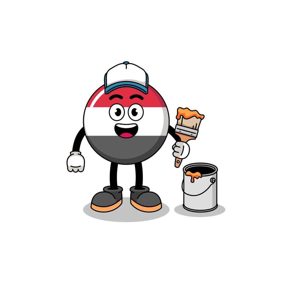 Character mascot of yemen flag as a painter vector
