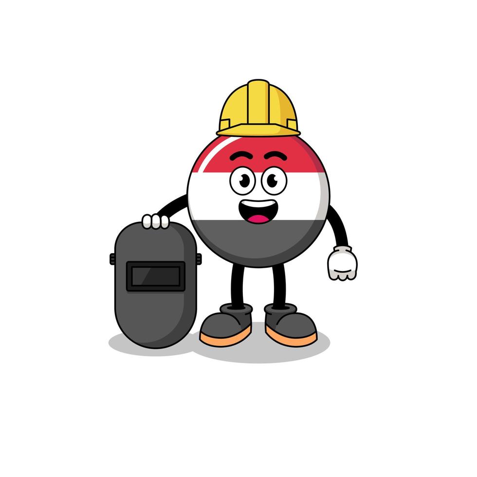 Mascot of yemen flag as a welder vector