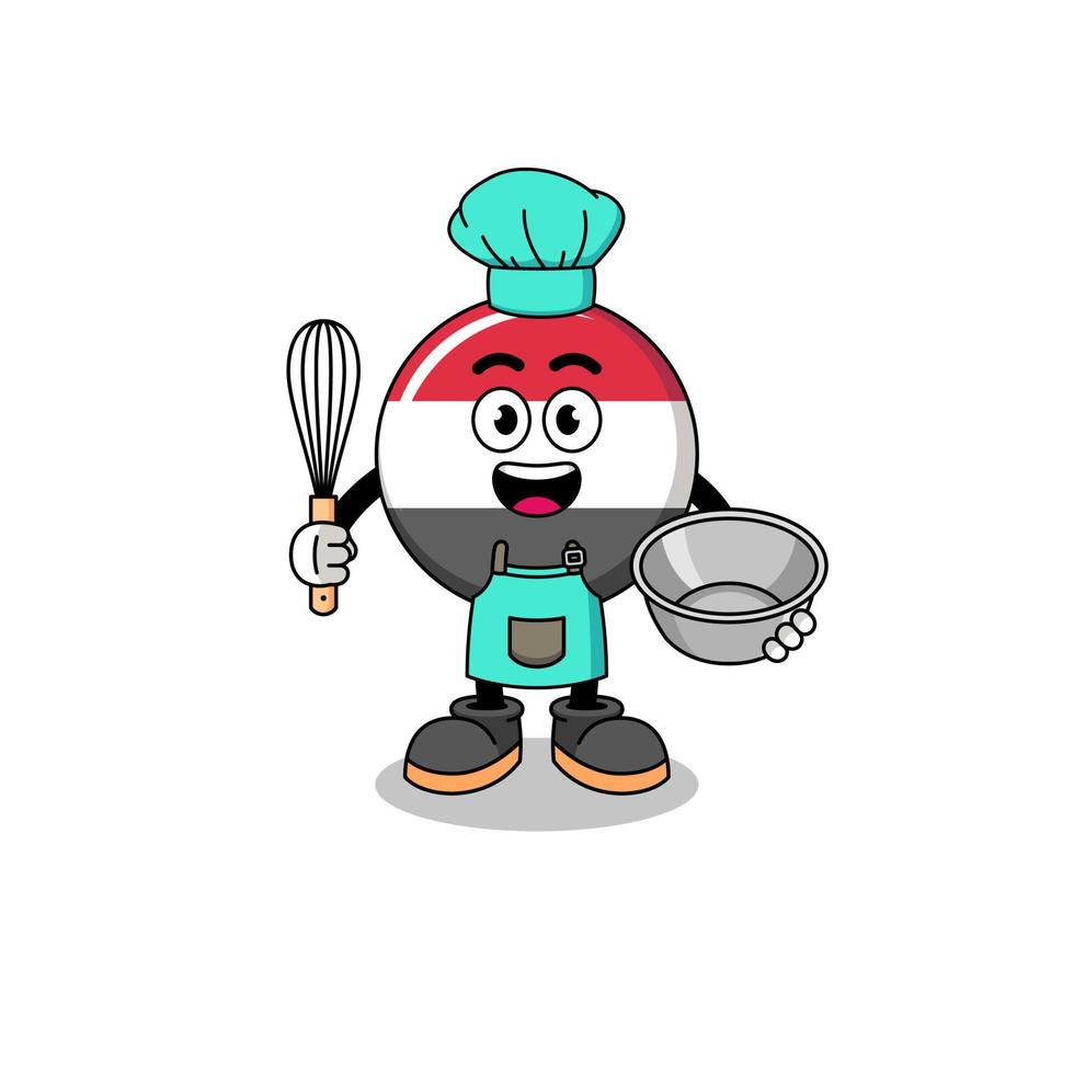 Illustration of yemen flag as a bakery chef vector