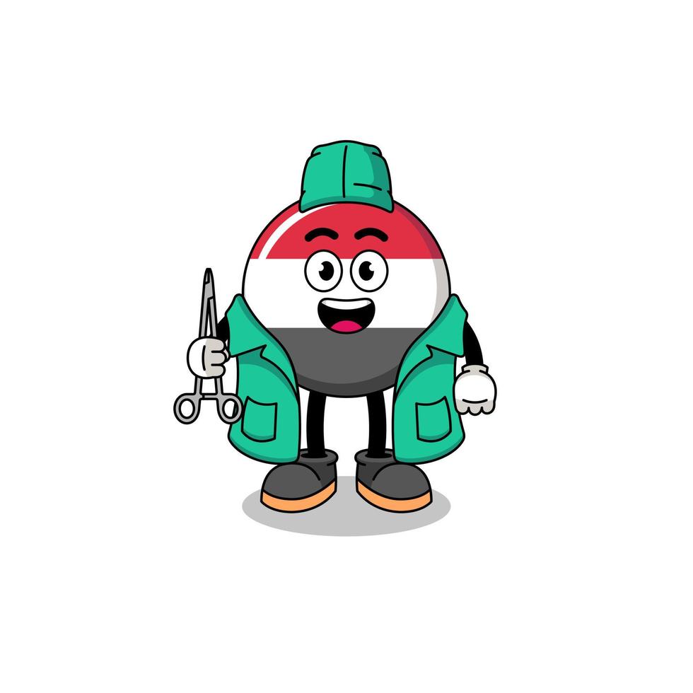 Illustration of yemen flag mascot as a surgeon vector