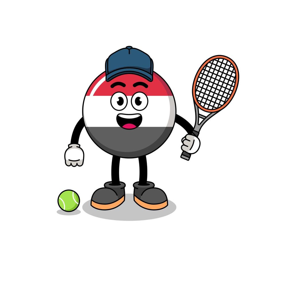 yemen flag illustration as a tennis player vector